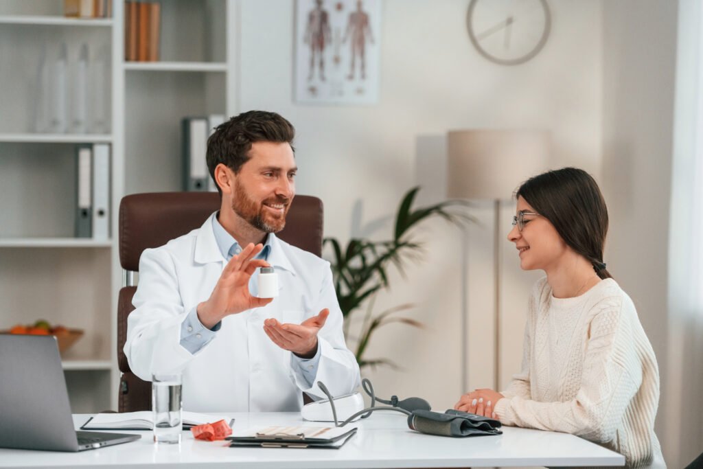 "An individual engaged in a calm and supportive therapy session."